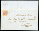 1864, 10 cent red on letter sent to the Assistent Resident
