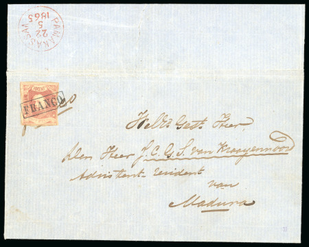 1864, 10 cent red on letter sent to the Assistent Resident