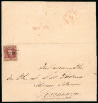 1864, 10 cent red on letter sent from sub-post office Malang to Soerabaya.