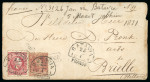 Batavia. 10 cent 1868 and 50 cent 1870 in mixed franking on envelope from Onrust