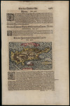 1578 MÜNSTER, Sebastian (1488–1552). Descriptio Cypri. Original coloured woodcut map of Cyprus from the German edition of Cosmographia Universalis