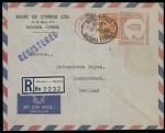1960–61 Independence Overprints. Attractive trio of items, all franked with the first Independence overprinted issue, comprising a registered airmail cover from Limassol to California, U.S.A., a registered airmail cover 