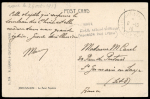 French Military Post in Cyprus  1918 (8.10) Stampless picture postcard from Monarga to Paris, bearing the rare French military datestamp “TRÉSOR ET POSTES 8–10/18” (Type 601B), with part cachet on the front of the CORPS 