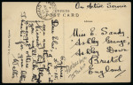 1915 OAS Stampless postcard from Troodos to England, with TROODOS A/AU.6.15/CYPRUS cds, plus 1918 picture postcard "Region D'Orient / S.P. 601" and "F" hs in blue alonsgide and 1944 real picture postcard of Boghas Kypeni