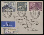 1949 UPU. 10 October complete set on First Day Cover, together with a second complete set on censored cover to Cairo, and a registered cover from Kyrenia bearing two UPU values with additional franking. A fine and attrac