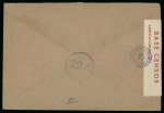 1940–42 Second World War Censorship. Fine group comprising six covers and three documents, showing a variety of wartime censorship markings, predominantly the violet Crown / PASSED BY CENSOR boxed and circular handstamps