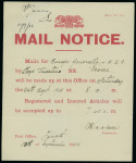 1932 Post Office Notice, displayed at Famagusta, advising the closing times for the despatch of mails to Europe and the United States via Lloyd Triestino steamship service. An unusual and scarce official postal notice, i