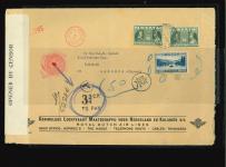 1940 (24 Feb.) Large censored envelope sent via Nicosia to Larnaca, bearing a Greek 1Dr adhesive for postage together with an 8Dr stamp invalid for postal use. As a result, the cover was taxed on arrival, receiving "T" a