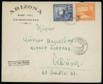 1939 (8 Feb.) Envelope from Nicosia to Athens, franked with KGV 3½pi, tied by NICOSIA/CYPRUS circular datestamps. Additionally struck with a clear boxed "LATE FEE PAID" handstamp, with Athens arrival backstamp on the rev