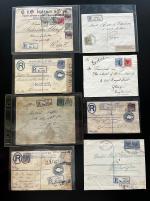 1916-34 Registered Mail: Attractive group of 18 covers and one front, showing a vast array of different frankings, selection 2pi registered envelopes in three different size, all uprated, used from the following towns: L