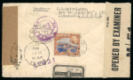 1942–45 WWII Censored Mail. Outstanding group of 37 covers bearing a wide range of KGVI Pictorial frankings and an exceptional selection of numbered wartime censor tapes, including M/4, M/5, M/6, M/7, M/8, M/10, M/11, M/