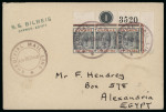 1929–30 Maritime Mail: Group of five items, including three covers bearing a variety of maritime cachets, notably the scarce two-line S.S. BELKAS / CYPRUS–EGYPT and S.S. BILBEIS / CYPRUS–EGYPT handstamps, together with t