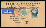 1921–54 Tax and Postage Due Usages. Attractive assembly of eighteen covers and cards illustrating a wide range of Tax and Postage Due markings and frankings. Includes incoming mail from Canada, Hong Kong, Kenya, Uganda &