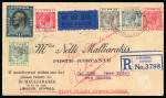 1930–41 Airmail Usages. Attractive selection of eight flight covers, including the 1930 hydroplane service from Limassol to Alexandria, 1932 first flights from Cyprus to India, Athens, and London, and a 1941 China Clippe