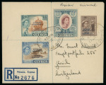 1960-61 Cyprus Republic ovpt complete set of fifteen to £1, all tied on four small registered envelopes to Switzerland by REGISTERED/NICOSIA, CYPRUS/17.OC.60 oval ds, very fine.