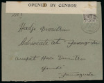 1931 Cyprus Riots: Pair of censored mail sent to Lawyers during the riots, one showing Rural Service cancels of Galinoporni and Leonarisso as transit on reverse, plus revenue document linked to taxation on the rebuilding