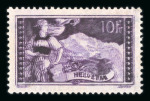 1914, Jungfrau 10 Fr. dunkellila mit deutlichem Doppeldruck