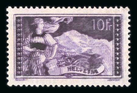 1914, Jungfrau 10 Fr. dunkellila mit deutlichem Doppeldruck
