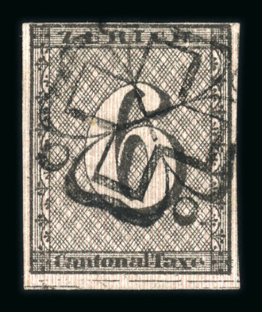 1843, Zürich 6, Type II, 17. Marke des Bogens