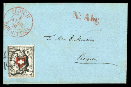 1850, Orts-Post mit Kreuzeinfassung, Type 12