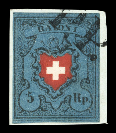 1850, Rayon I dunkelblau ohne Kreuzeinfassung, Type 8