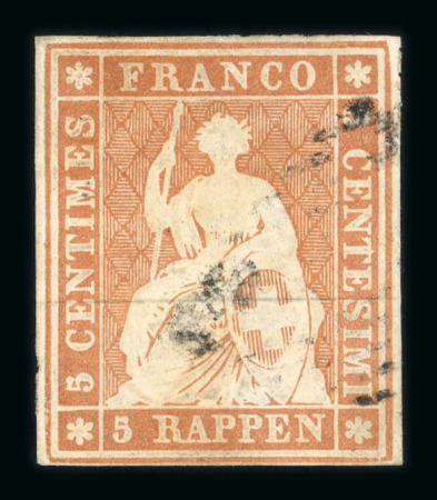 1854, kompletter Satz der 4 Werte  5, 10, 15 und 40 Rp.