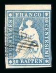 1854, kompletter Satz der 4 Werte  5, 10, 15 und 40 Rp.