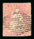 1854, kompletter Satz der 4 Werte 5, 10, 15 und 40 Rp.
