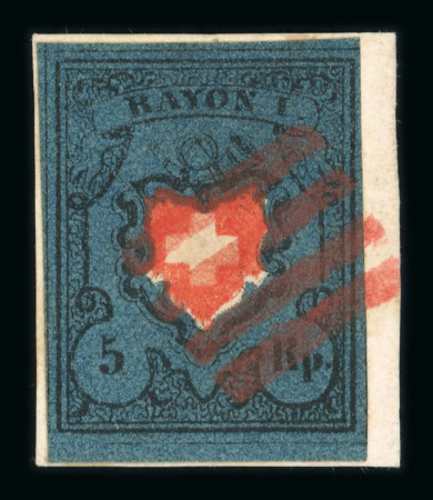 1850, Rayon I dunkelblau ohne Kreuzeinfassung, auf kleinem Briefstück