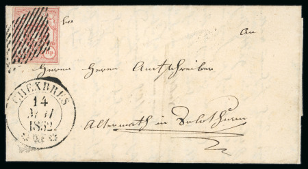 1852, Rayon III grosse Wertziffern, Type 10, auf Faltbrief