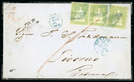 1854, 40 Rp. grün, 3. Münchner Druckperiode im Paar