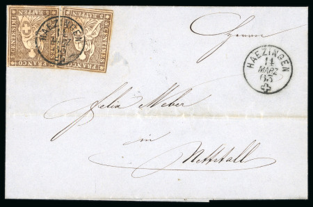 1858, Zusammenstellung mit 4 seltenen Strubelfrankaturen