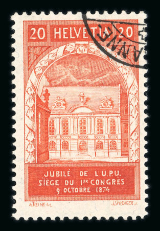 1924, UPU 20 Rp. mit grüner Gummierung, farbfrisch