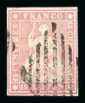 1862, komplette Serie der 7 Werte von 2 Rp. bis 1 Fr.