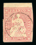 1854-1862, kleine Steckkarte mit 6 seltenen Strubel