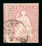1854-1862, kleine Steckkarte mit 6 seltenen Strubel