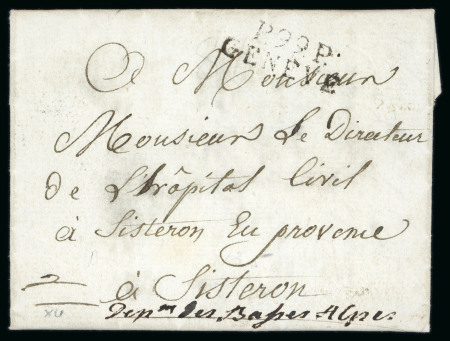 1813, Faltbrief von Genf nach Sisteron