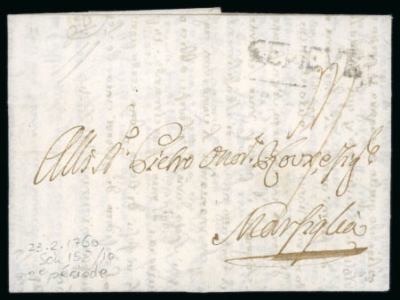 Alte Eidgenossenschaft: 1760, Faltbrief von Genf nach Marseille