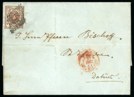 1851, Orts-Post mit Kreuzeinfassung mit Plattenfehler