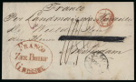 1847, "Franco Zee Brief Grissee" large oval postmark. The only known Grissee Zee Brief.
