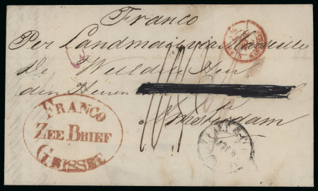 1847, "Franco Zee Brief Grissee" large oval postmark. The only known Grissee Zee Brief.