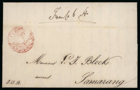 1821, "Resident Djocjacarta" circular marking with a start at centre, on complete folded letter