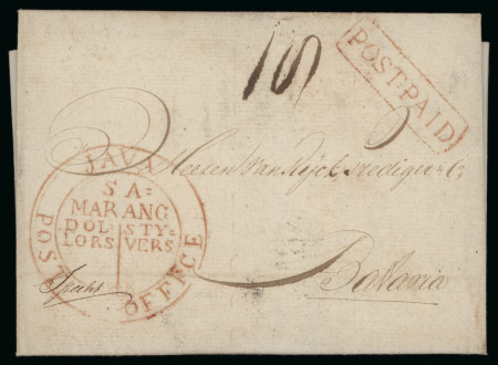 1823, Letter from Samarang 2 Apr. 1823 to Batavia, with superb British postmark.