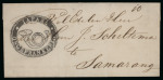 "JAPARA ONGEFRANKEERD" Posthorn Negative Oval Handstamp