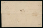 "PATTIE ONGEFRANKEERD" Posthorn Negative Oval Handstamp, in blue and red. Attractive.