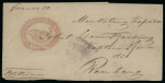 "PATTIE ONGEFRANKEERD" Posthorn Negative Oval Handstamp, in blue and red. Attractive.