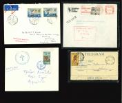 1967–80 Group of ten covers illustrating a variety of interesting postal usages and auxiliary markings, including the scarce linear "TOO LATE" handstamp, Returned Letter Office blue sealing tape, Registered Mail bag tag,