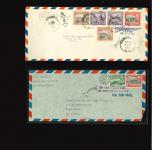 1952–53 Pair of airmail covers from Nicosia to the U.S.A., each franked with the KGVI Pictorial 3½pi rate. In both cases the stamps were cancelled in transit by Washington, D.C. duplex or meter markings and each cover be
