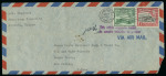 1952–53 Pair of airmail covers from Nicosia to the U.S.A., each franked with the KGVI Pictorial 3½pi rate. In both cases the stamps were cancelled in transit by Washington, D.C. duplex or meter markings and each cover be