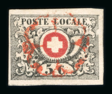 1850, Waadt 5, farbfrisch, allseits breitrandig geschnitten